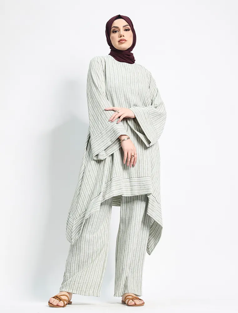 Khaki Lina Striped Co Ord Set